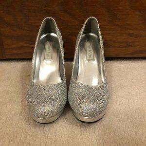 Silver sparkle heels
